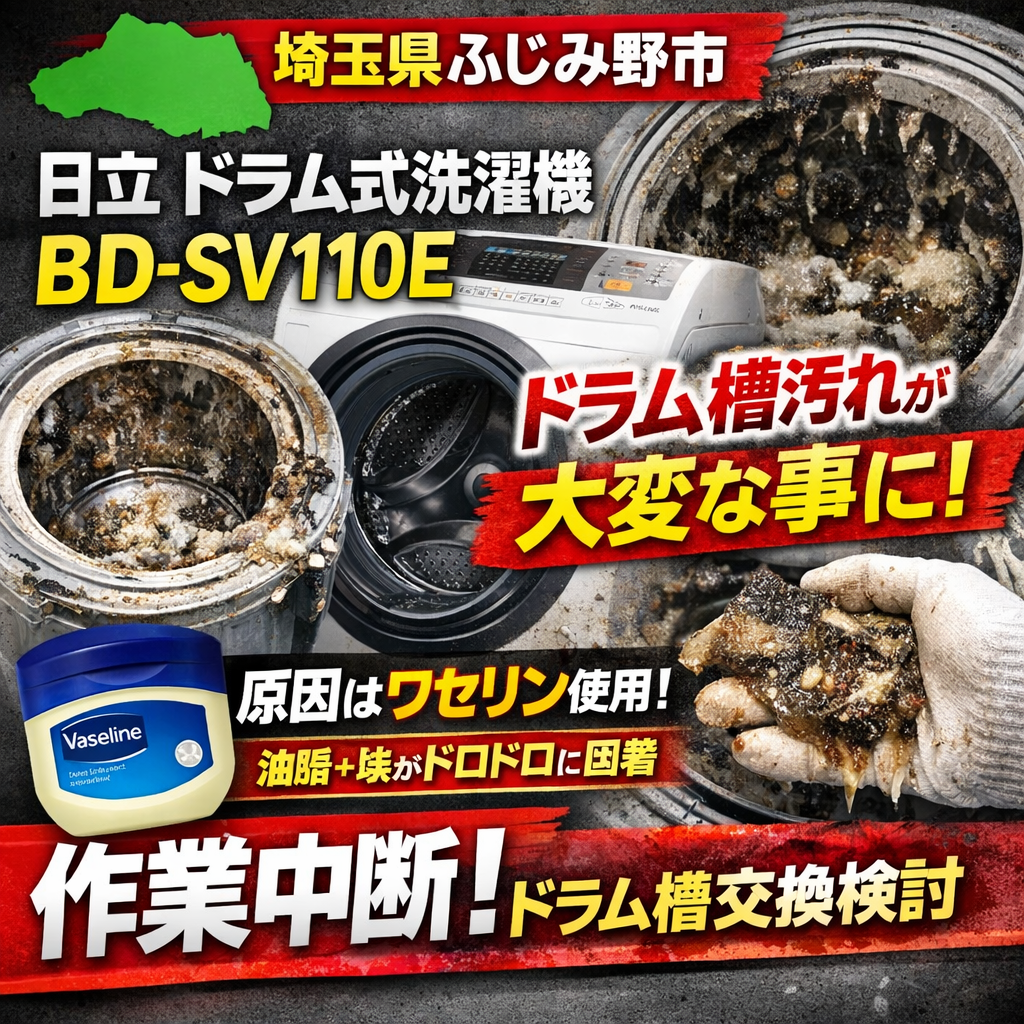 埼玉県ふじみ野市】日立 BD-SV110E 分解したらドラム槽汚れが大変な事