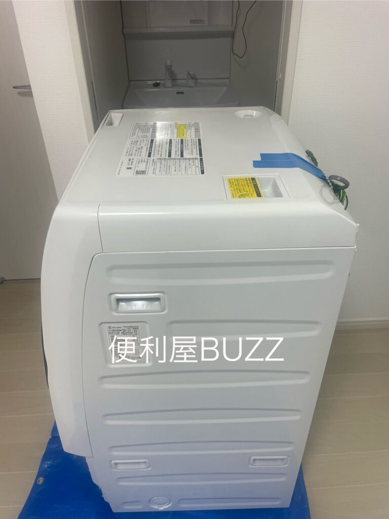 ドラム洗濯機分解クリーニング修理専門店便利屋BUZZ 幸手市引越し当日脱衣所に洗濯機が入らない状態
