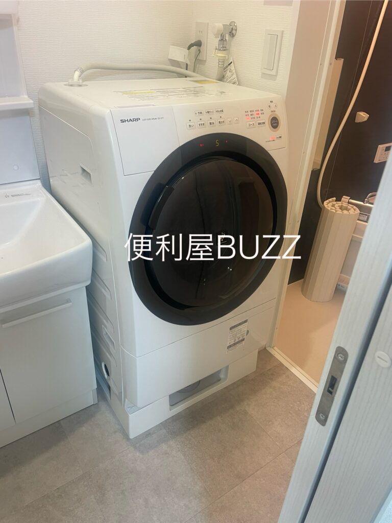 ドラム洗濯機分解クリーニング修理専門店便利屋BUZZ 洗濯パンに無事設置完了