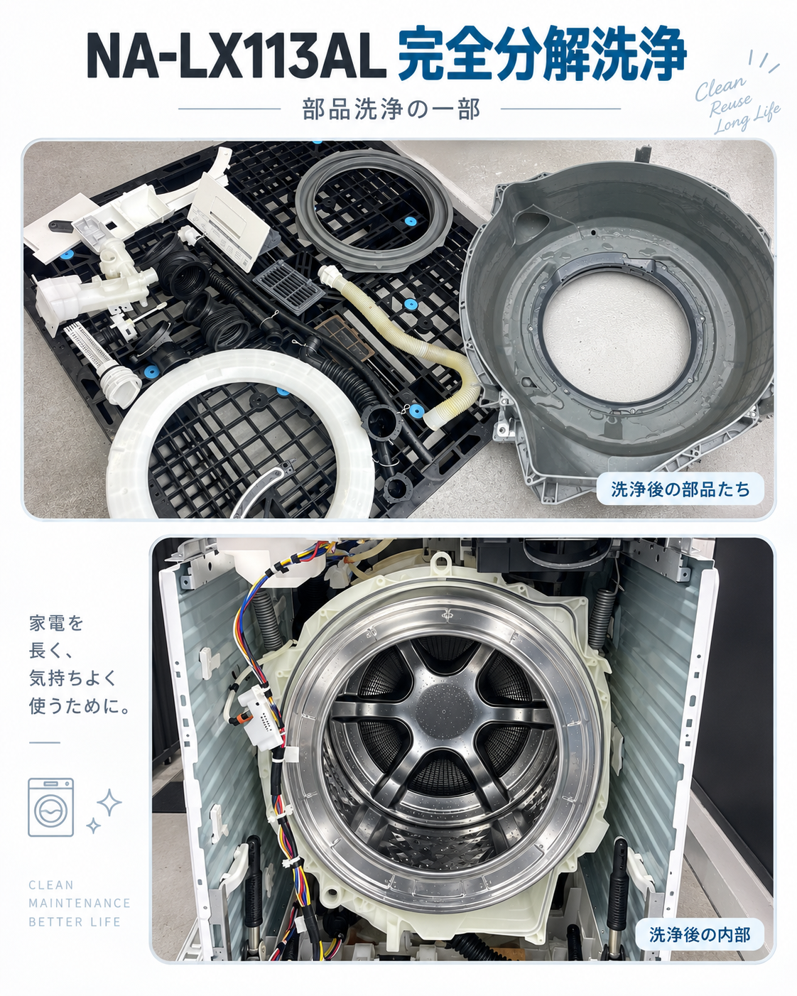 Panasonic NA-LX113AL内部部品完全分解洗浄